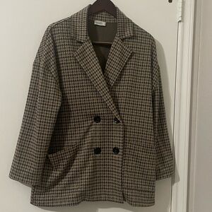 Classic Houndstooth Double-Breasted Blazer Size M